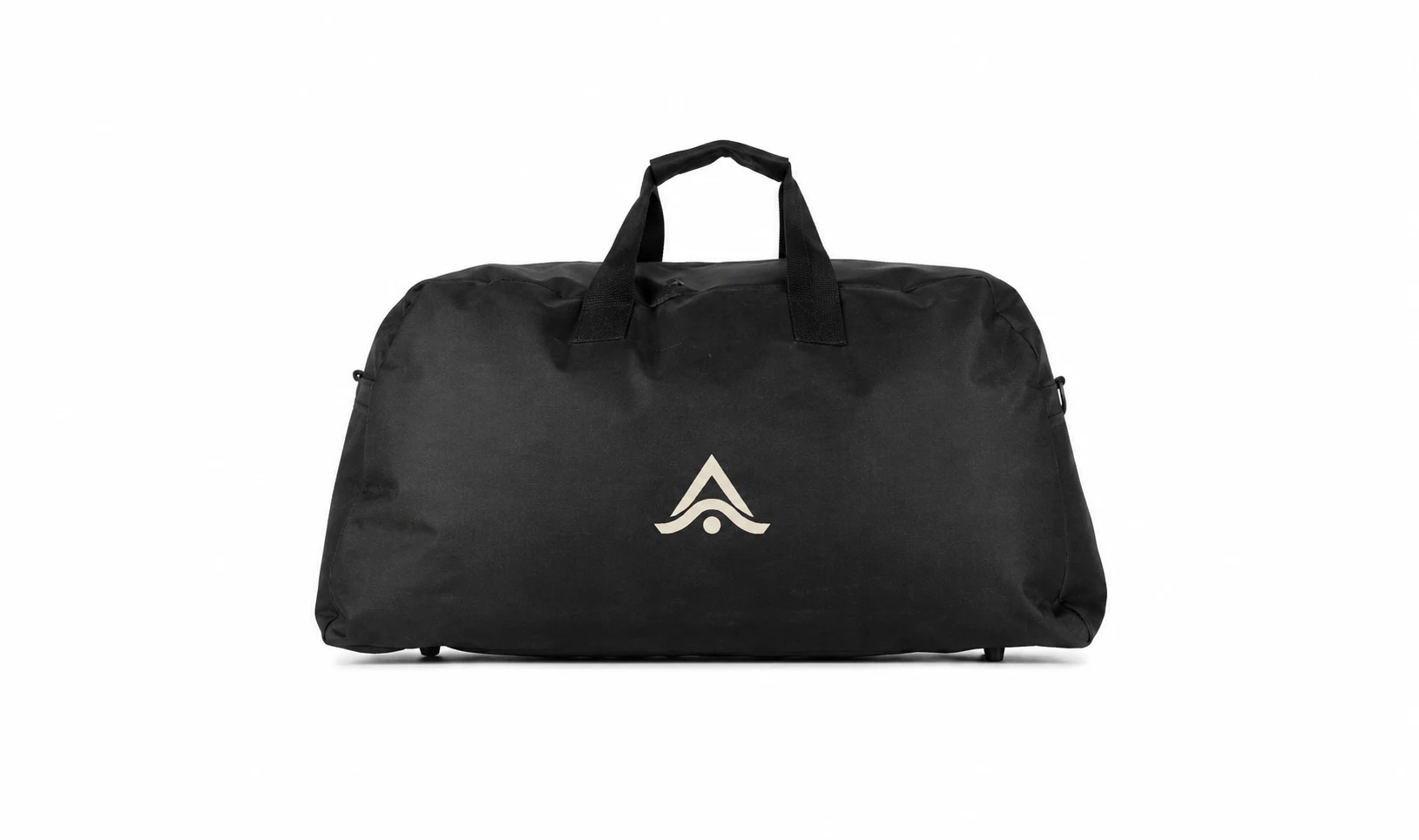 Bolsa deportiva de poliéster personalizada en negro con asas y correa bandolera
