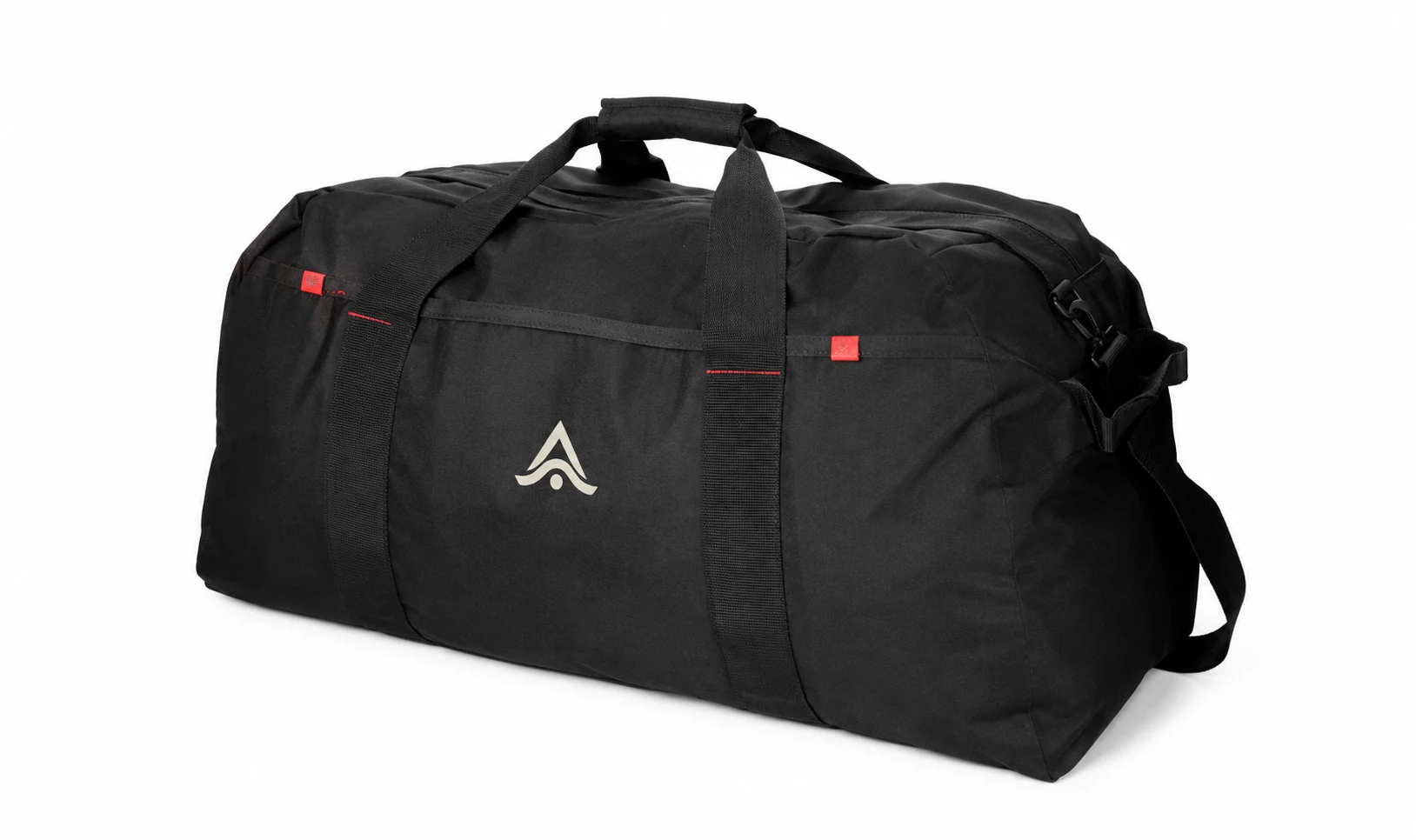 Bolsa de viaje de gran capacidad 75 litros personalizada en negro con detalle rojo