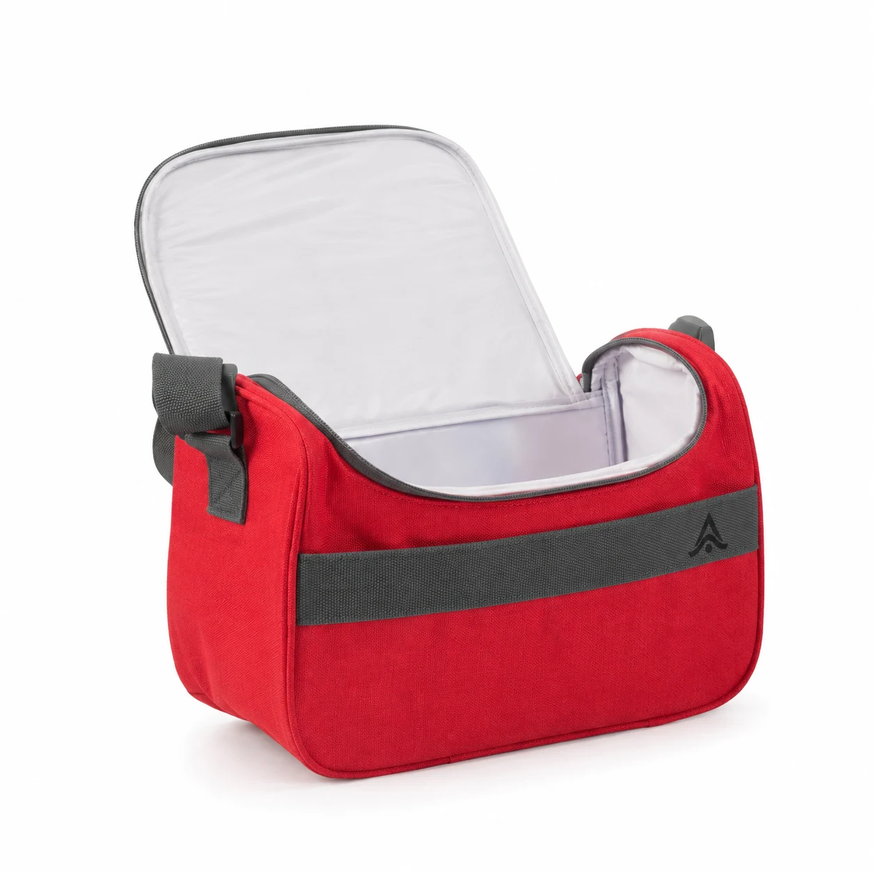 Bolsa nevera personalizada de poliéster en color rojo con logo impreso