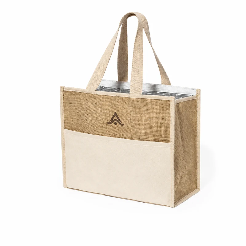 Bolsa nevera personalizada de yute y algodón