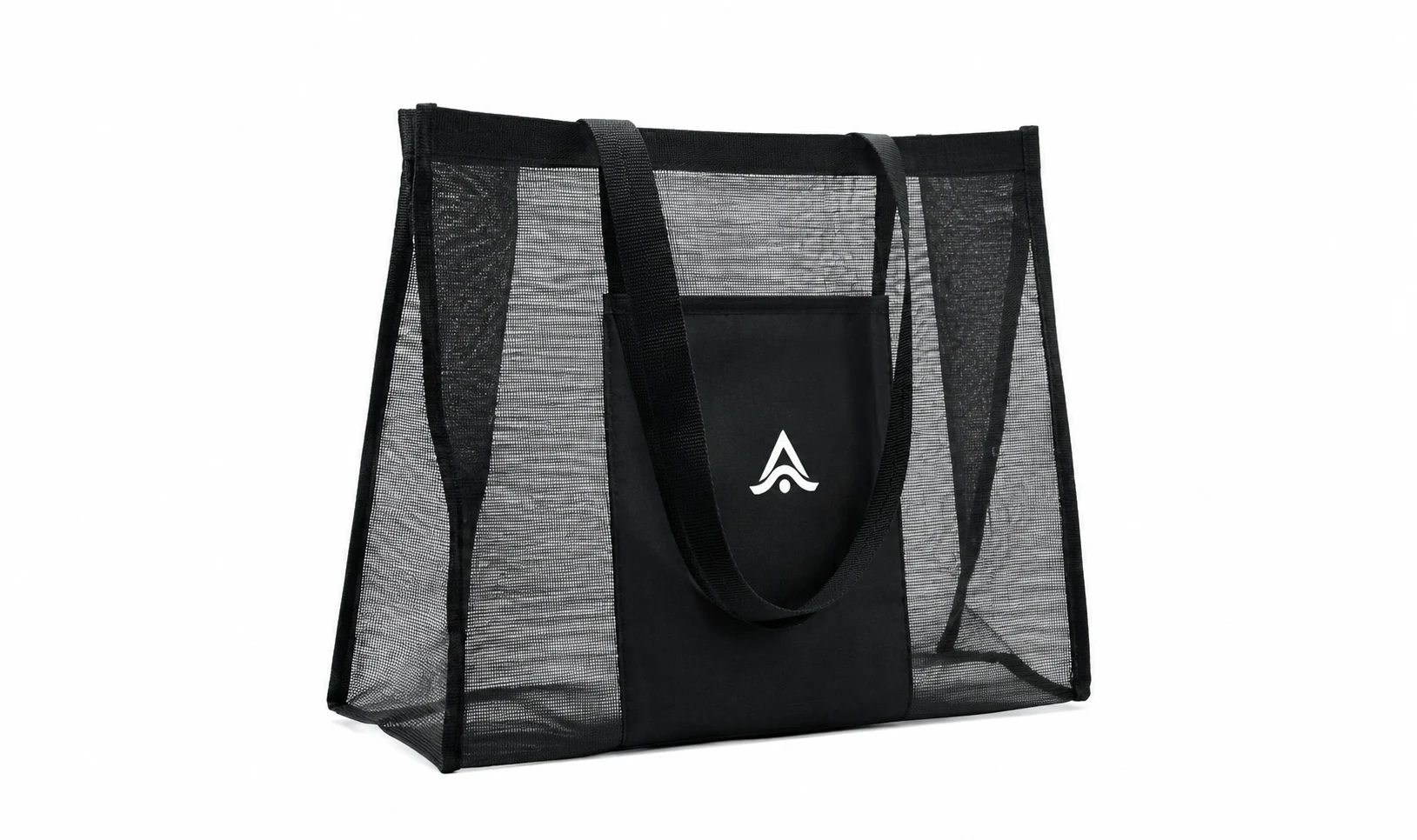 Bolsa de malla negra RPET personalizada con el logo impreso