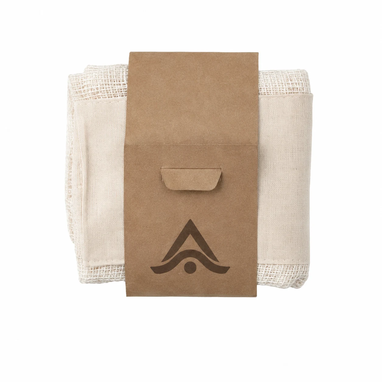 Set de 3 bolsas de malla de algodón orgánico personalizadas con el logo impreso en la etiqueta