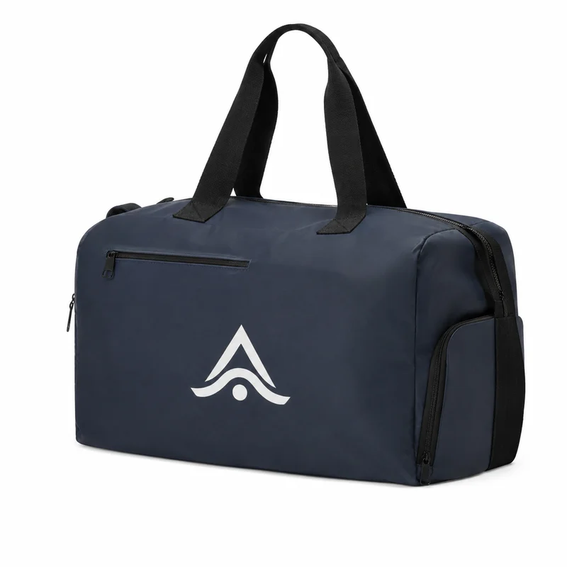 Bolso deportivo personalizado en PU azul marino con tres compartimentos