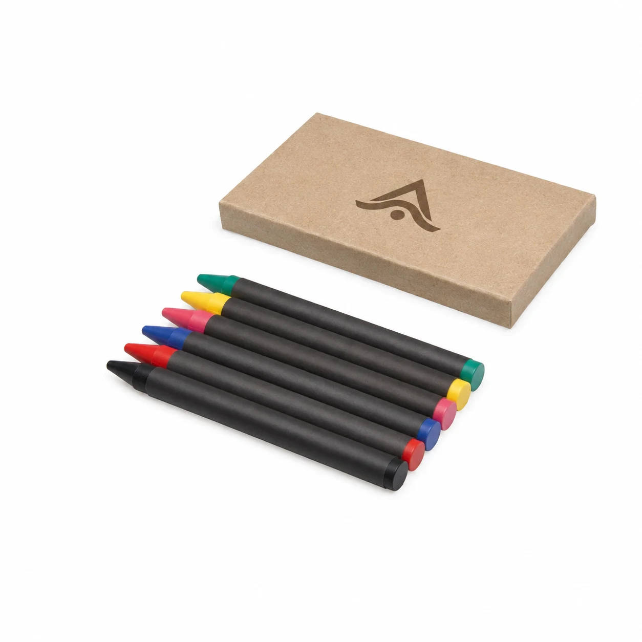 Set de 6 pinturas de cera en caja de cartón personalizado con el logo impreso