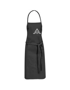 Delantal de algodón personalizado en negro con cinturón trasero