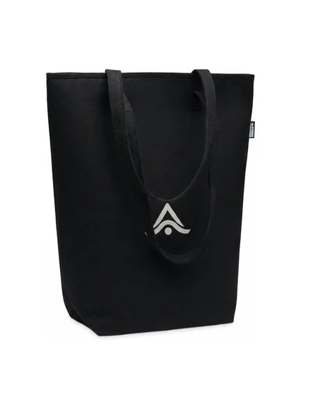 Bolsa de algodón con asas largas personalizada con logo para eventos