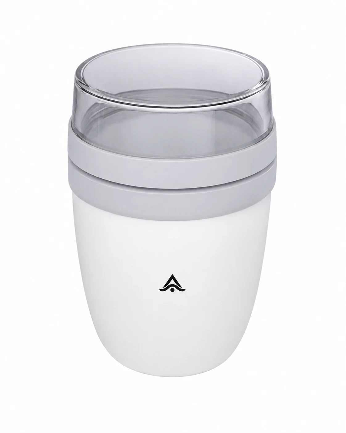 Fiambrera con doble compartimento personalizada con logo tampografiado, en color blanco