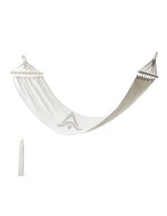 Hamaca colgante personalizada de lona con soportes de madera natural