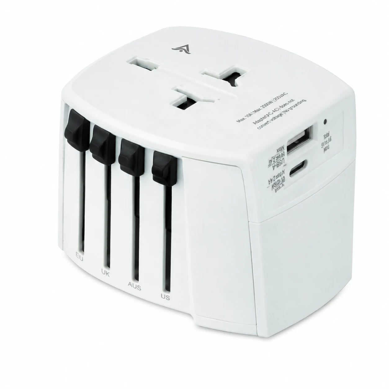 Adaptador universal de viaje personalizado con logo grabado