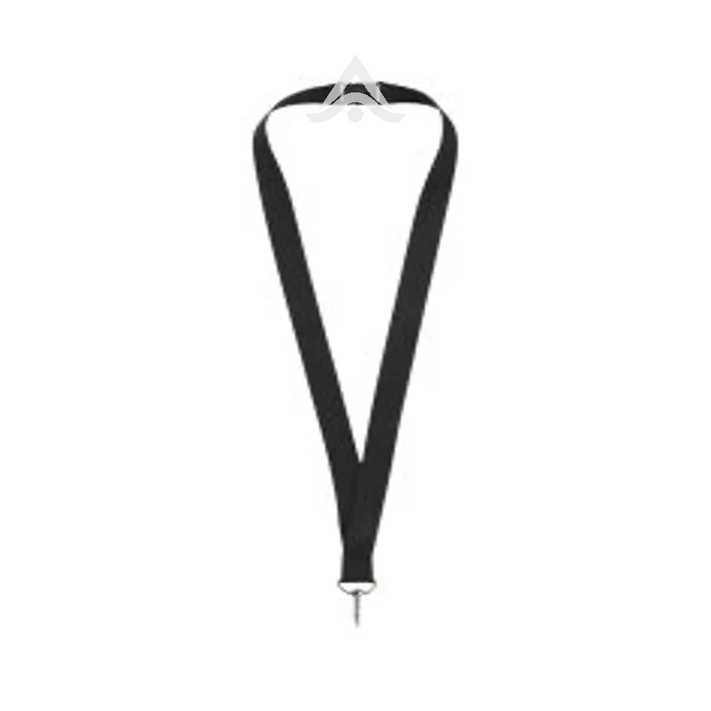 Lanyard clásico de poliéster en negro con mosquetón