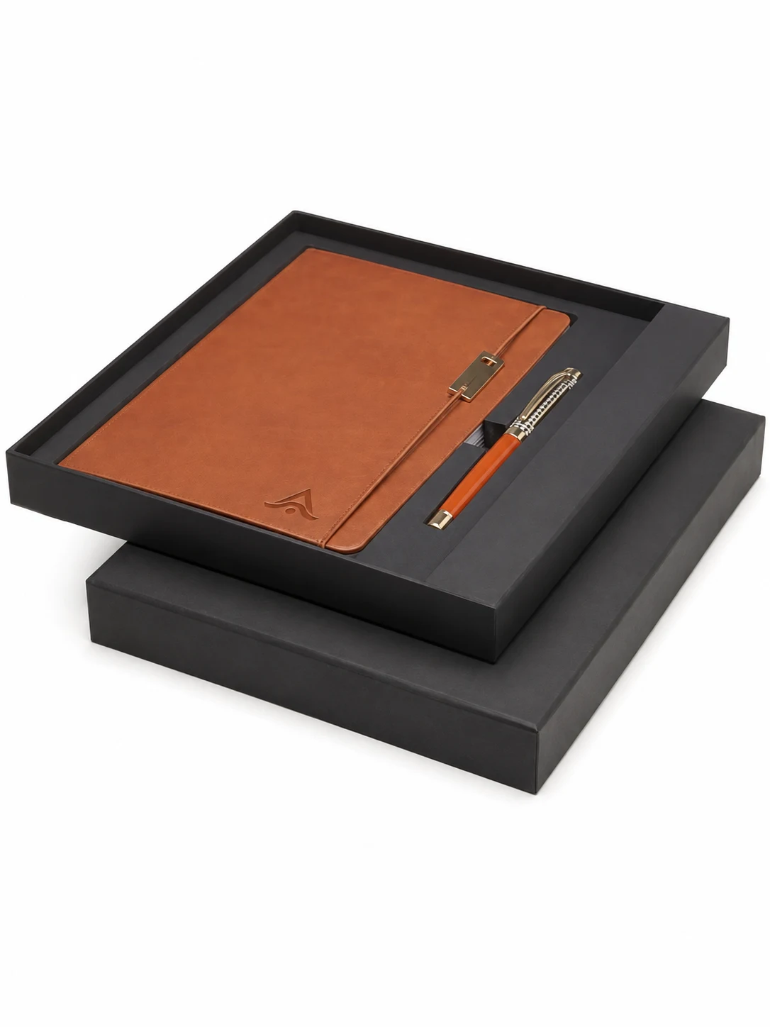 Set de libreta A5 y bolígrafo rollerball personalizado en caja de regalo