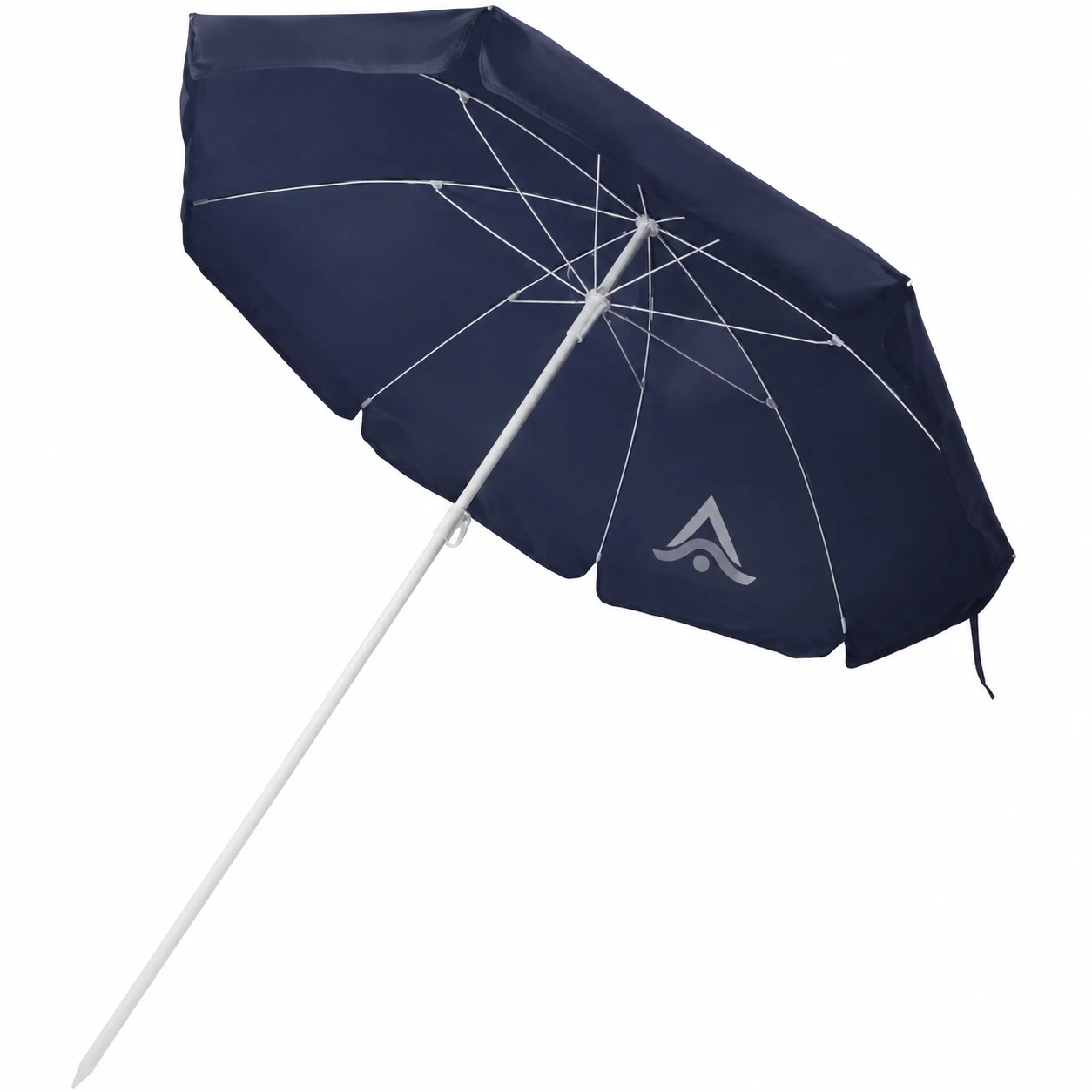 Sombrilla de playa azul marino personalizada con el logo impreso