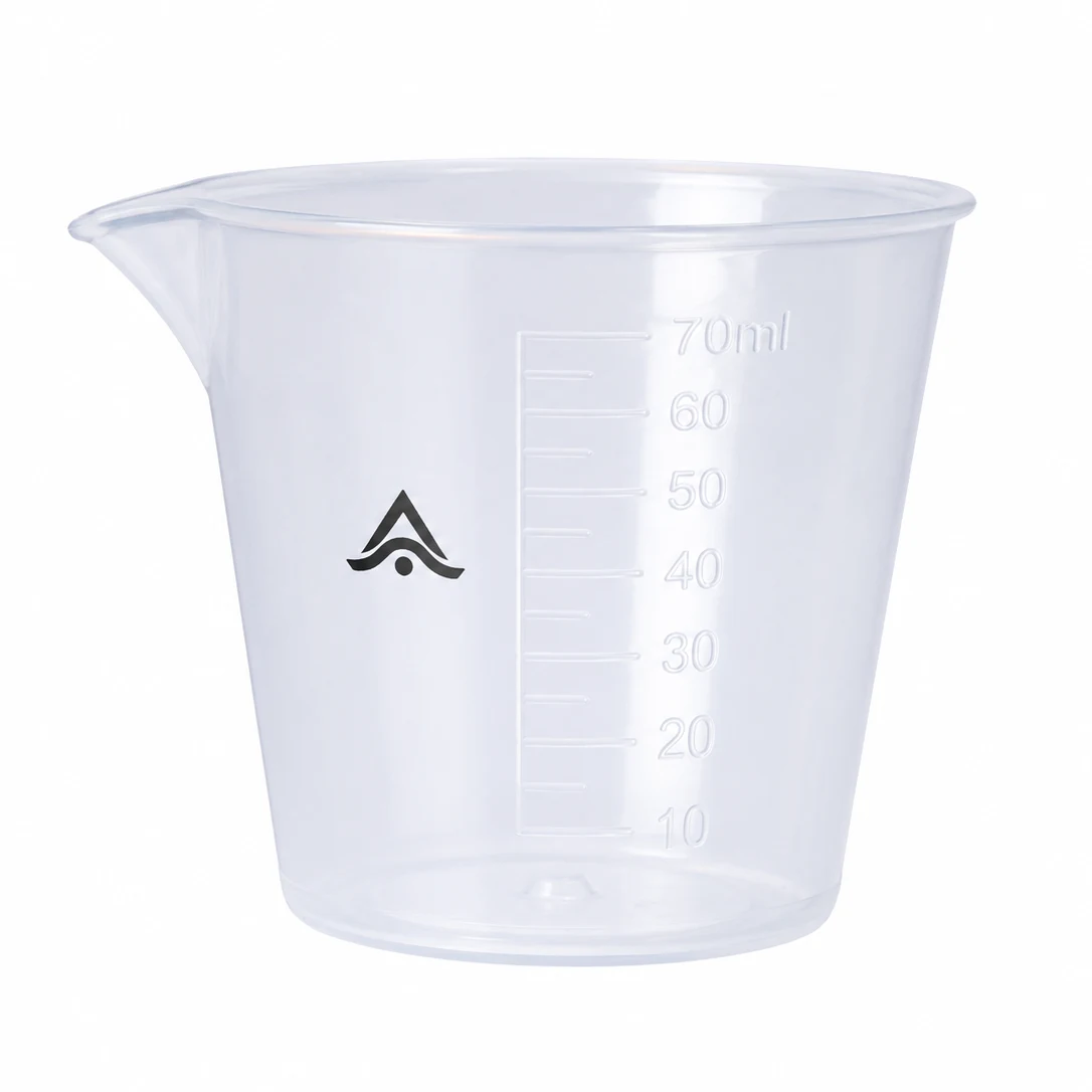 Vaso medidor de plástico transparente personalizado de 70 ml