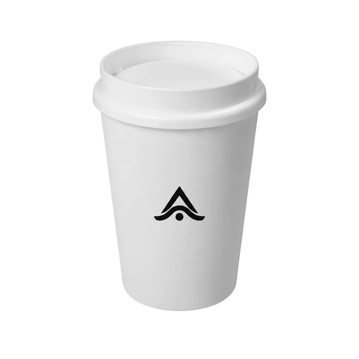 Vaso de plástico blanco personalizado con tapa de cierre de 360 grados
