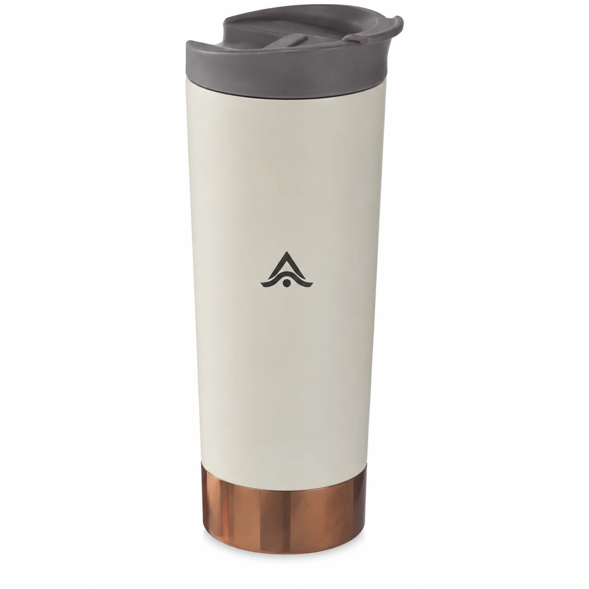 Vaso térmico de acero color crema con base de cobre personalizado